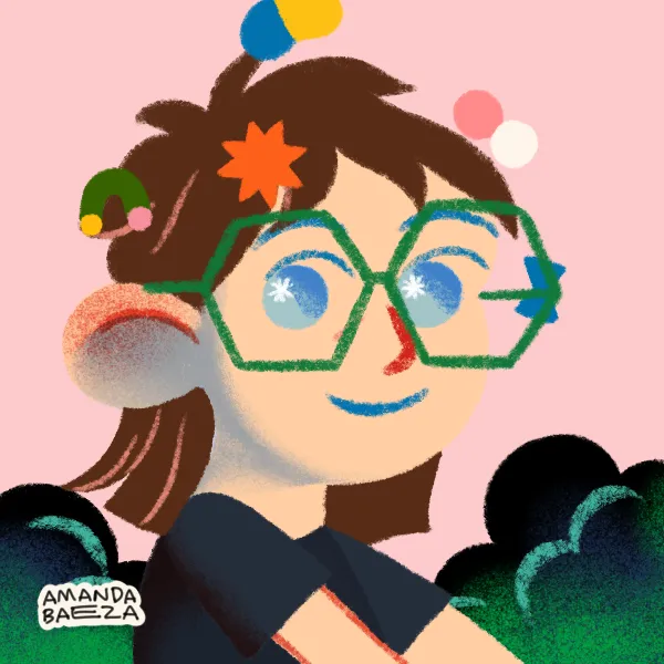 A colourful drawn portrait
